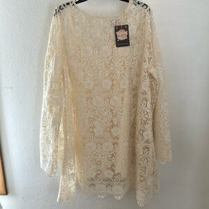 The Hippie Shake Cream Lace Bell Sleeves Dress Size 20 Stevie Nicks Boho Wedding